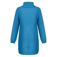 Plus size Dukseri za žene Modne žene Čvrsti džemper dugih rukava haljina turtleneck džemper haljina