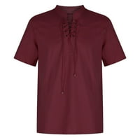 Ausyst ljetne majice za muškarce modni vrhovi retro pune boje labave casual kratkih rukava za košulje