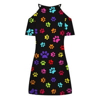 Honeeladyy ženski ležerni ljetni odmor cvjetni kratki rukav dress V mini haljina Ženske svjetlosne haljine
