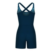Cacommmark PI Ženske kratke hlače za čišćenje Ženskih trčanja Onesie Workout Rompers Jednodijelna odjeća Vježbajte Jumpsuits Gym Yoga Navy