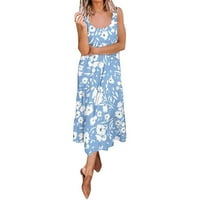 Baycosin haljine za žene cvjetne bez rukava bez rukava casual labavo sljepljeno Flowy Swing Summer Beach