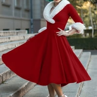 CETHRIO ženske haljine - modna casual božićna košulja s dugim rukavima za zabavnu haljinu za zabavu crvena