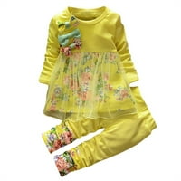 Objave za decu dečje dečje devojčice cvjetne tiskane mreže majica na vrhu haljine hlače set odjeće