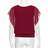 Ženski bluze okrugli izrez Čvrsta bluza plus veličine ženske plus ljetne majice kratkih rukava crvene