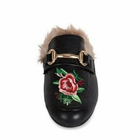 Tražena cipela Roseanne klizni krzno obloženi loafer sa ružinim vezom crni sz 7.5