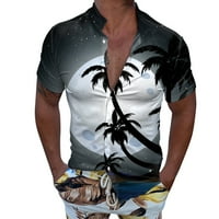 Fsqjgq muške havajske majice kratki rukav tropski otisak ljeto plaža majica rever casual gumb down majica