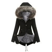 Ženske vrhove modne žene zimske plus veličine čvrste boje dolje kaput dugi rukav džepni kopč za džepni
