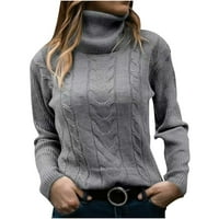 Smihono Clearence dugim rukavima Turtleneck Pleteni džemperi Žene plus labavo Ležerne modne pulover Puno u boji Ženka Leisure Grey M