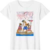 Žene Mladi Smiješni bokser na plaži Ostrvo Sretna majica za neovisnost Majica Grafika casual okruglih majica iz vrata bijeli tee