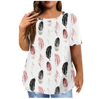 Qwertyu ženske vrhove casual pero majice grafičke grafičke posade plus veličina poslovnih košulja kratkih