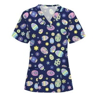 Kayannuo Ispis Nursing uniforme piling za žene čišćenje Žene kratki rukav V-izrez V-izrez Radna uniforma bluza