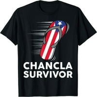 Chancla Survivor Portoriko Rican Flag Hispanska baština Majica
