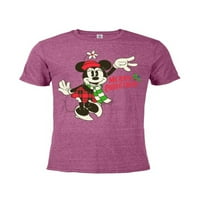 Disney Vintage Minnie Mouse Božić - Pomiješana majica kratkih rukava za odrasle - CHUSTROMIZIRANO-BERRY