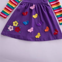 Tking Modna dječja dječja dječja dječja djevojka Rainbow prugaste leptir za zabavu Odjeća ljubičasta 130