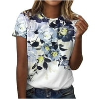 Ženski vrhovi Ljeto kratkih rukava The Trendy cvijeće tiskane bluze Dressy casual majice Mekani okrugli