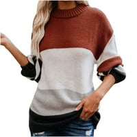 Dugi džemperi za žene Lagani u boji Blok okrugli vrat ultra mekani džemper casual dugih rukava