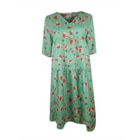 Gotyou haljine modna ženska cvjetna haljina zaštita V-izrez A-line suknja kratka rukava zelena l