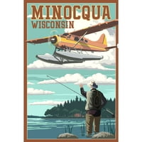 Dekorativni ručnik za čaj, pregača Minocqua, Wisconsin, plovnjak i ribar, uniseks, podesiv, organski pamuk