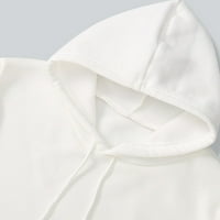 Vremenske ženske dukseve dugih rukava pulover za pulover slatka tiskana dukserica sa džepom, bijelom,