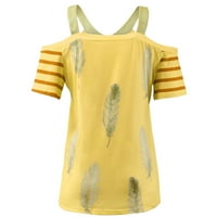 Pulover Pulover Pulover Puwover V-izrez Vintage Majica Labava ženska majica rame Off casual kratko print