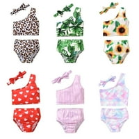 Xmarks Baby Girls Bikini 2-komad kupaćih kupaćih kostima s kosom od kose na ramenu plaža kupaći odijelo,
