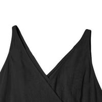 Dame Ljetni modni ležerni čvrsti V-izrez čipke pamučne rompers Kombinezonske kombinezone crne haljine