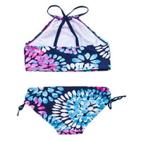 Dečija devojka kravata boja bikini set Fish Share Ruffle Halter kupaći kostim za podstanu TODDLER One