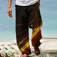 Muške hlače opuštene su ljetne cigarete ravne pantalone Ispis hlače elastične struke