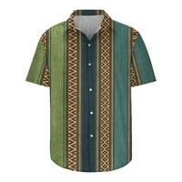 Vintage Striped Ispiteće ljetne majice za muškarce etničke stil Zapadne majice Labavi kratki rukav dolje