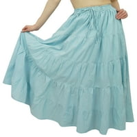 BIMBA ženska dugačka pamučna suknja Plavi boho stil maxi elastična dna struka