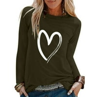 Ženske majice s dugim rukavima grafičko srce tiskano ljeto TESE za Valentinovo Ležerne tunike na vrhu