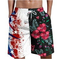 Muški američki kupaći kostimi za stanke za trke za patchwork kratke hlače džep elastične pantalone na