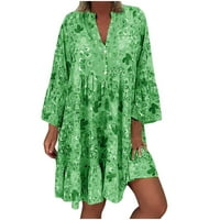 Ljetne haljine za prodaju za žene plus veličine Dugih rukava Tisak cvjetnog uzorka V-izrez Maxi Loose