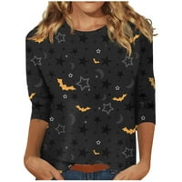 Vrhovi za žene rukav Crewneck Halloween Print majice Grafički pulover casual bluza crna m