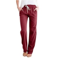 Farstey ženske pamučne pantalone od pamuka labavo comfy vučne elastične hlače s džepovima sa džepovima
