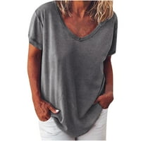 Yyeselk ženski kratki rukav čvrstim vrhovima bluza mekana prozračna labava casual osnovna majica Ljetna