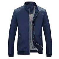 SHPWFBE jakne za muškarce tanka modna casual čvrsta džepa u boji debela kaput kožna jakna
