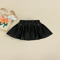 SUNISERY TODDLER Baby Girl Mini suknje Ležerni elastični struk Čvrsta boja FAU kožna suknja