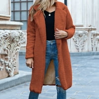 Ženska modna boja pune boje dugih rukava srednja dužina janjećišta baršuna kaput vuneni kaputi za žene