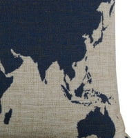 SHPWFBE Karta Prekrivač jastuka Burlap tamna futrola Svjetska platna ukrasna boja CASS Christromar