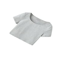 Ležerne prilike sa čvrstim okruglim vratnim kratkim rukavima Svijetlo sive ženske majice