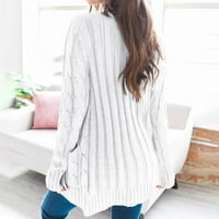 Cleance Knit Cardigan džemperi za žene, ženski kabel dugih rukava pletene kardigan džempere otvoreno prednja padavina sa džepovima