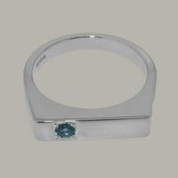 Britanci izrađeni sterling srebrni prirodni plavi topaz muški prsten za bend - Opcije veličine - veličina