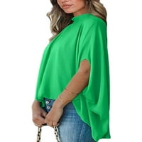 GRIANOOK Women Majica Solid Boja Ljeto vrhovi Crew Crt Majica Ladies Loaurver Soft Bluza s kratkim rukavima Green XL