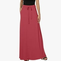 SHOMPORT Womens Maxi suknje visoke strukske kockice duge A-line suknje Ljetne casual labave opreme s džepovima