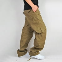 Teretne pantalone za muškarce Ležerne prilike pamučno dugme Zip ravno noge radne hlače lagane čvrste