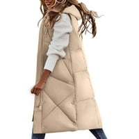Iopqo puffer prsluk ženski kaputi Ženski zimski kaput bez rukava dugi dukseri za toplu kaput s džepovima