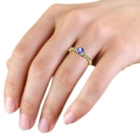 Tanzanite i dijamant Milgrain Radni prsten za angažman leptira 1. CT TW u 14K žutom zlatu .Size 8.0