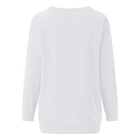 Pad dugih rukava za žene casual puni rukav CREW izrez Top labave majice Top grafički grafički džemper