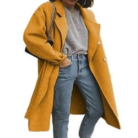 Seksi ples dame kaput dugih rukava jakna s dvostrukim grudima modni kaput zimski rov kaputi žuto 5xl